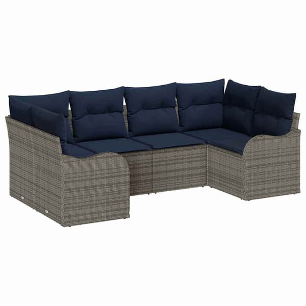 Soffset 6 st Grå [Syntetisk]: Poly Rattan