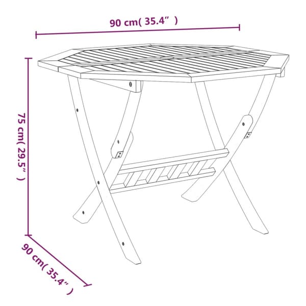 Hopfällbart trädgårdsbord 90x75 cm massivt akaciaträ