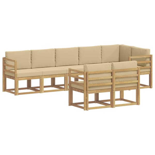 Utomhussoffset med kudde 8 pcs Vit och Beige Polyester