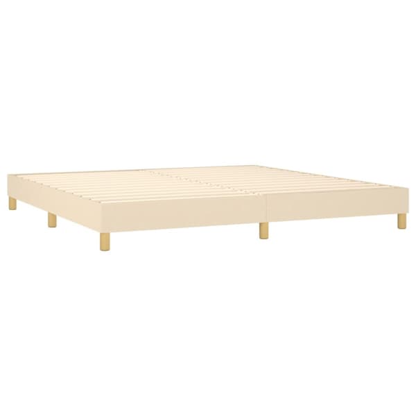 Boxspring-sängram gräddvit 200x200 cm tyg