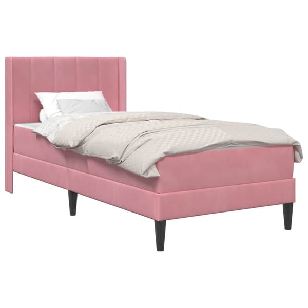 Sängram med madrass Rosa 90 x 200 cm Sammet