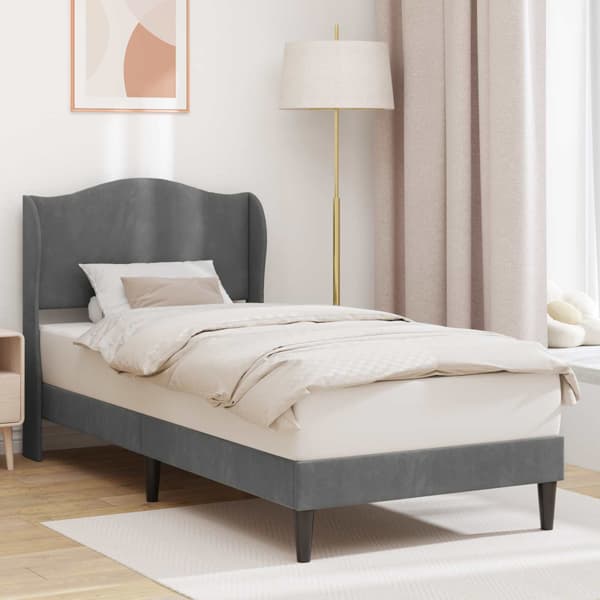 Sängram med huvudgavel Mörkgrå 80 x 200 cm Sammet