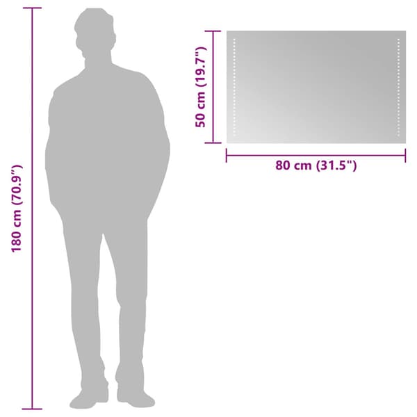 LED Badrumsspegel Transparent 80 x 50 cm härdat glas