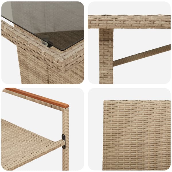 Trädgårdsmöbelset 9 pcs Beige konstrotting