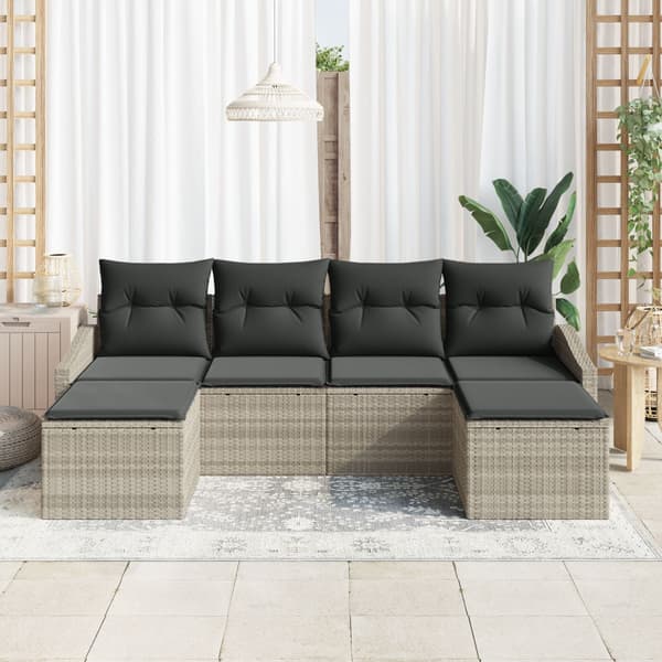 Soffset med kudde 6 pcs Ljusgrå konstrotting
