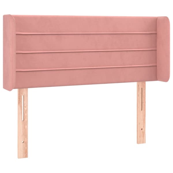 Sänggavel LED rosa 83x16x78/88 cm sammet