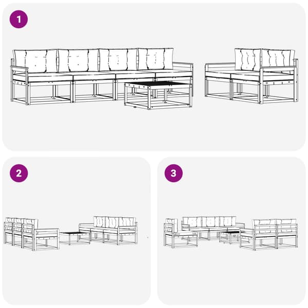 Utomhussoffset med kudde 6 pcs Vit och Beige