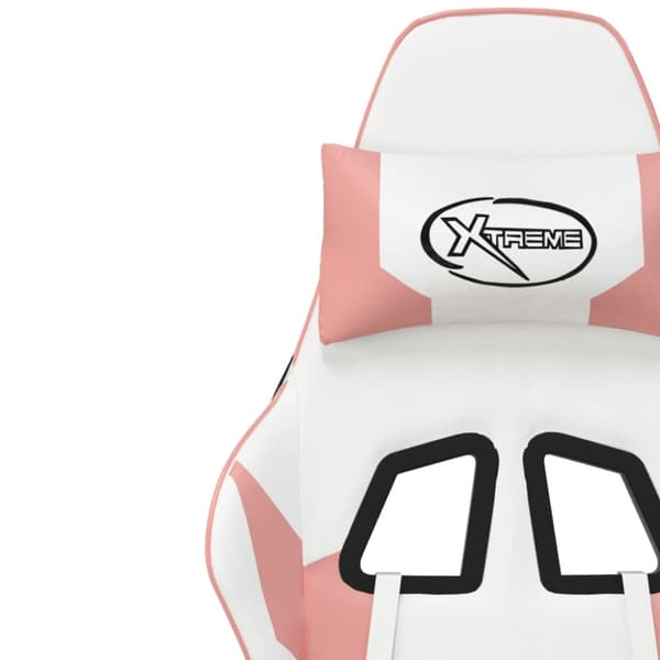 Gamingstol vit och rosa konstläder