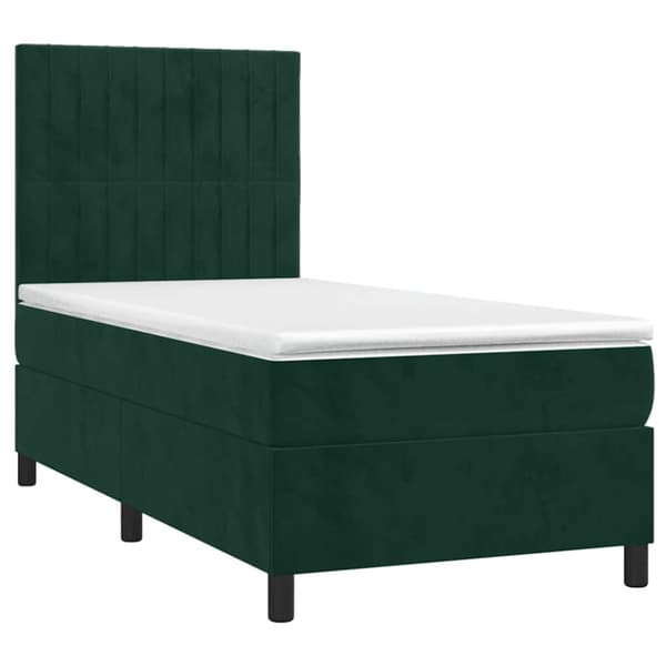 Ramsäng med madrass mörkgrön 90x190 cm sammet