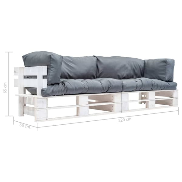 Pallsoffa 2 delar med grå dynor furu