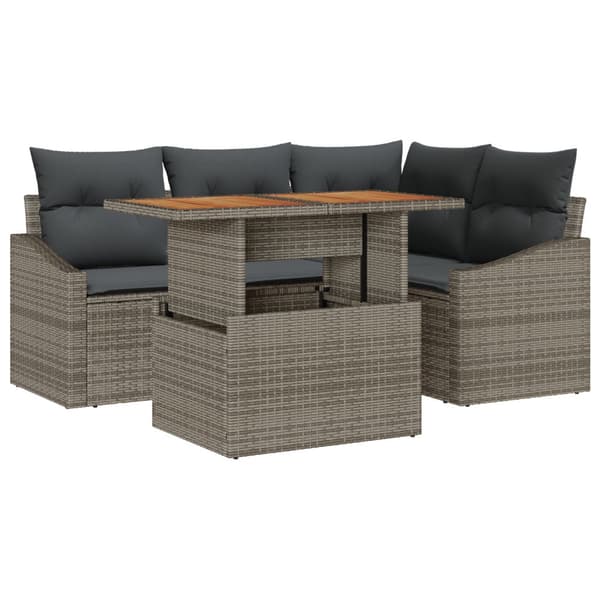 Trädgårdsoffset med lagring 5 pcs Grå Poly rattan