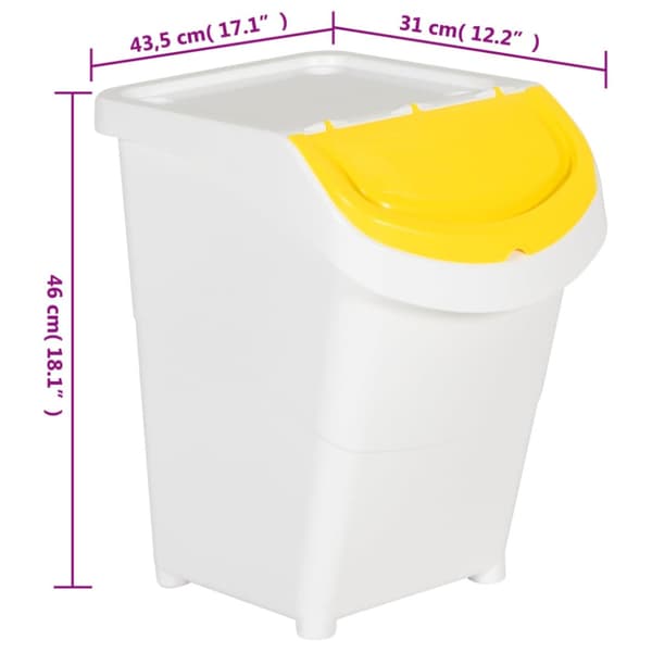 Stapelbara soptunnor med lock 3 st vit PP 120 L