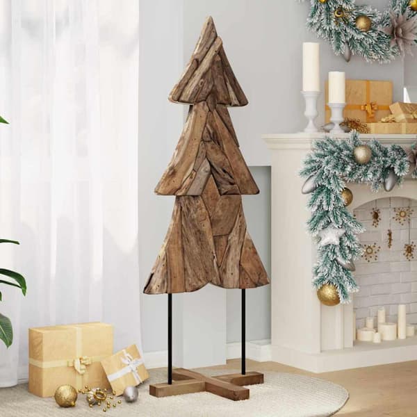 Julgran med stativ Brun 151 cm Massivt teakträ