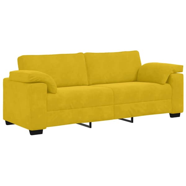 2 delar soffgrupp med dynor gul sammet