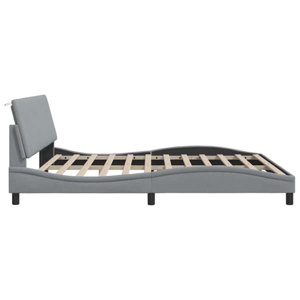 Bed Frame without Mattress "Hanko" Light Grey 200x200 cm Fabric