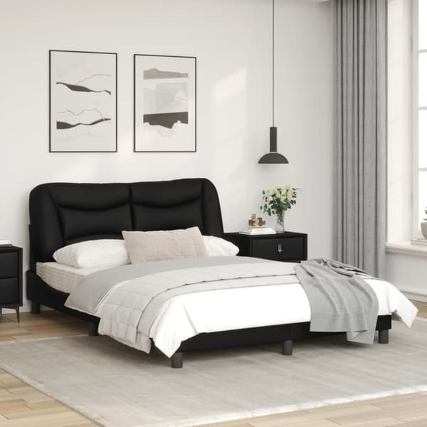 Bed Frame with LED without Mattress "Hvar" Black 120x200 cm