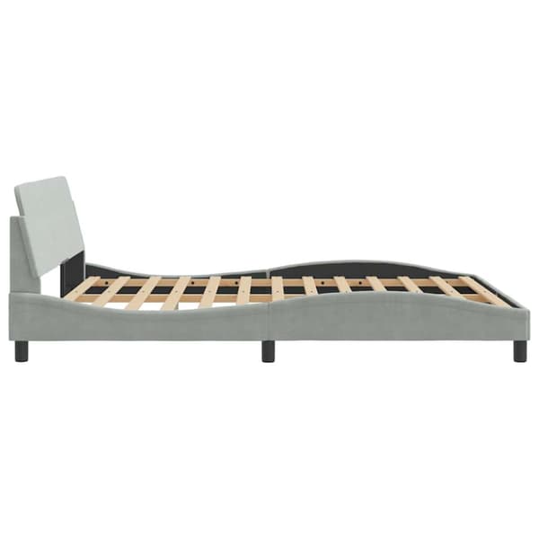 Bed Frame "Dover" Light Grey 152x203 cm Velvet