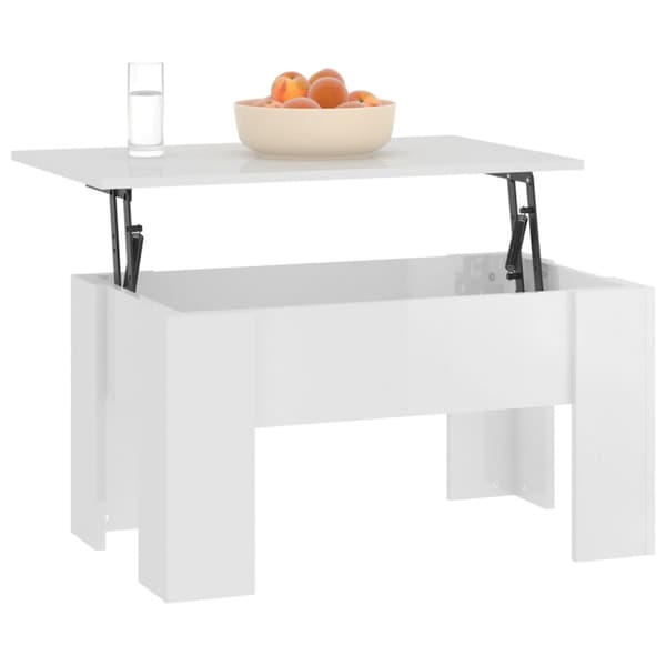 Soffbord vit högglans 79x49x41 cm konstruerat trä