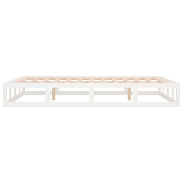 Sängram vit 200x200 cm massivt trä