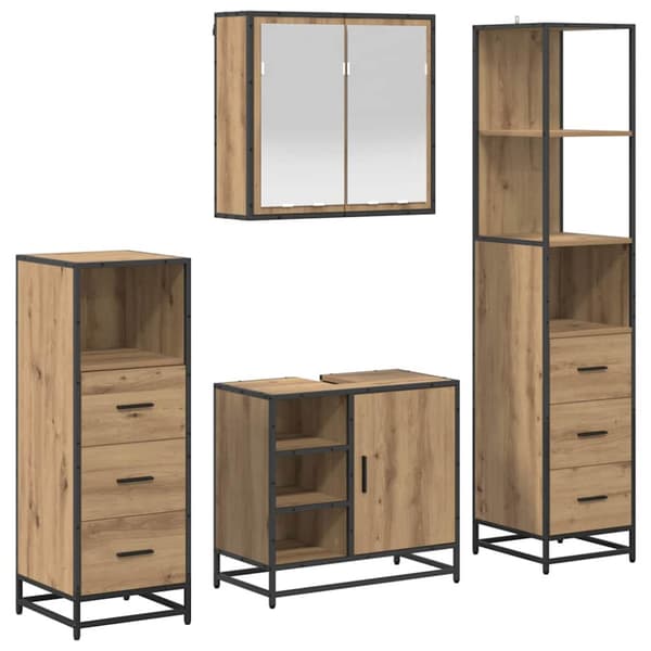Badrumsmöbelset med låda 4 pcs Artisan Ek Konstruerat trä