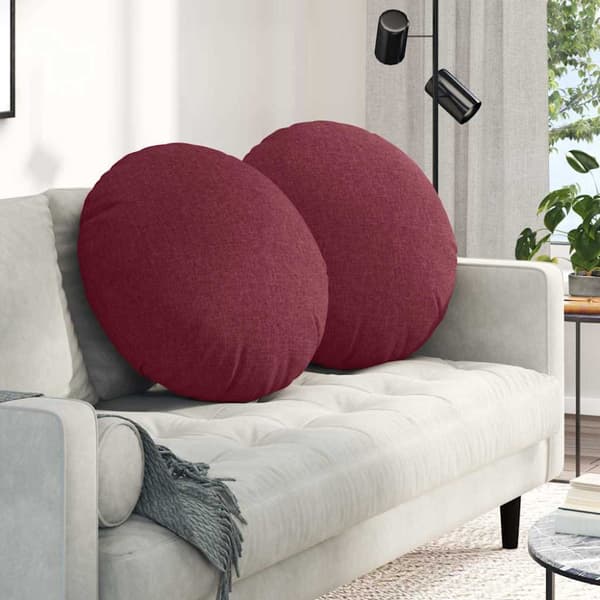 Sittkuddar 2 pcs Vinröd Ø60 x 21 cm tyg
