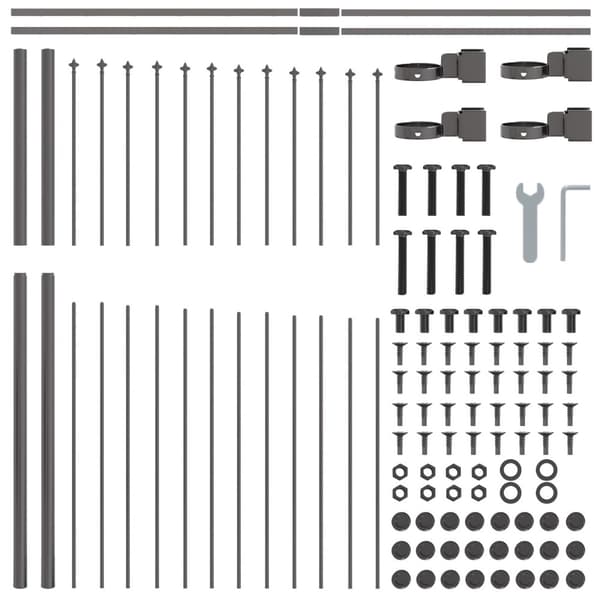 Trädgårdsstängsel 3 pcs Grå 170 x 165 cm Pulverlackerat stål
