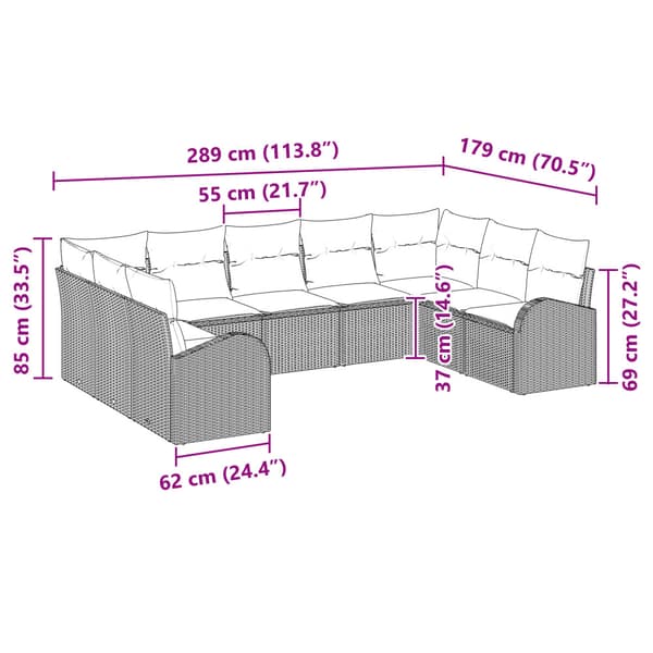 Soffset 9 st Beige [Syntetisk]: Poly Rattan