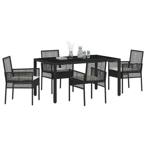 Trädgårdsmöbelset 5 pcs Svart konstrotting