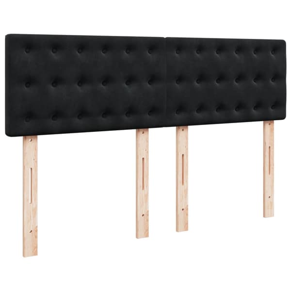 Ramsäng med madrass svart 140x190 cm sammet