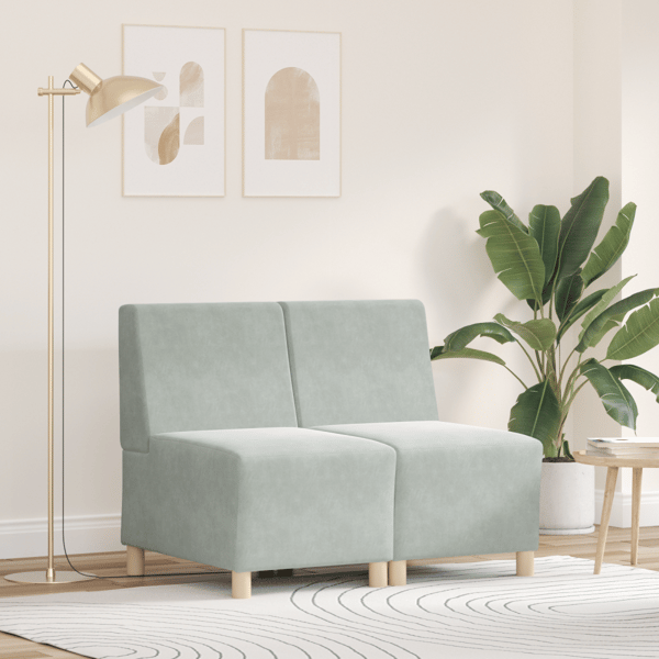Modulsofa utan armstöd 2 pcs Ljusgrå 55 x 74 x 82 cm Sammet