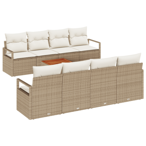 Trädgårdsoffset 9 pcs Beige och gräddfärgad konstrotting