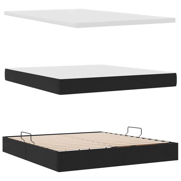 Förvaringssäng med madrass Svart 180 x 200 cm Sammet