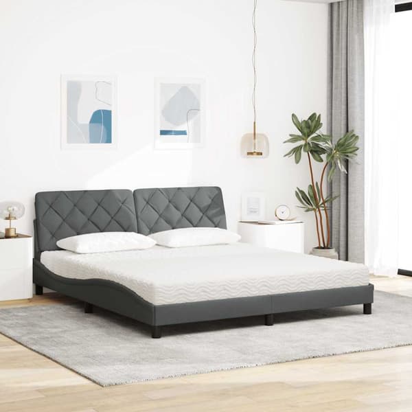 Bed with Mattress Dark Grey 180x200 cm Fabric