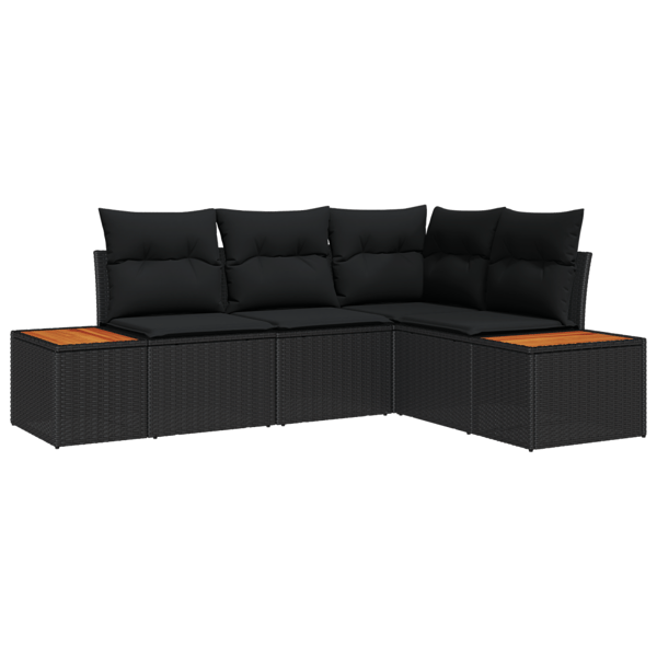 Trädgårdsoffset med kudde 5 pcs Svart Poly rattan
