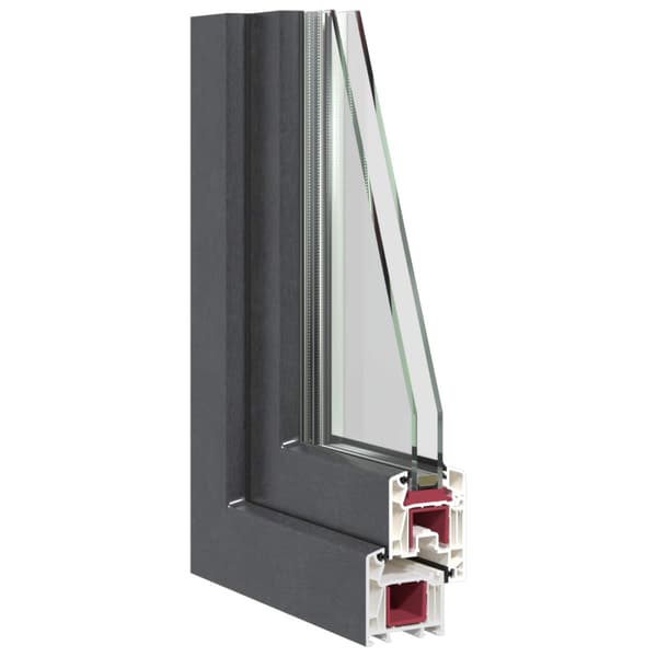 Källarfönster RISOR 60 x 40 cm PVC och glas Antracit