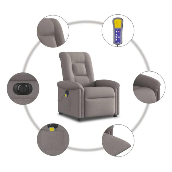 Elektrisk massagefåtölj taupe tyg
