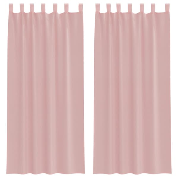 Voile gardiner med stångfickor 2 st rosa