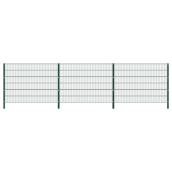 Staketpanel med stolpar järn 522x120 cm grön
