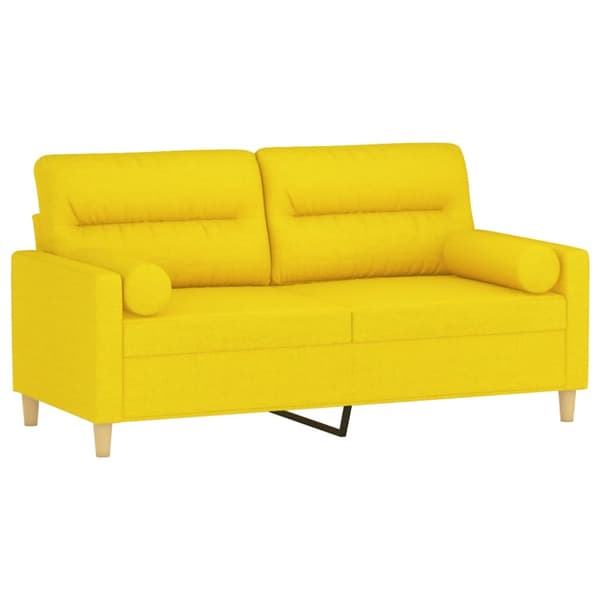 2-sits soffa med prydnadskuddar ljusgul 140 cm tyg