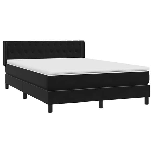 Ramsäng med madrass svart 160x210 cm sammet