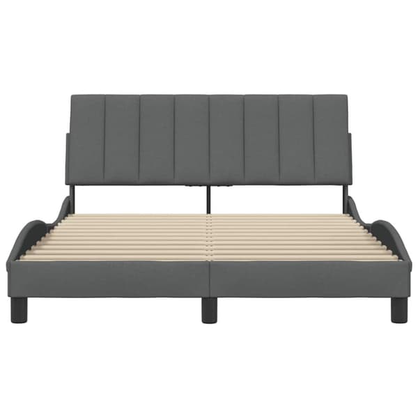 Bed Frame without Mattress "Hanko" Dark Grey 120x200 cm Fabric