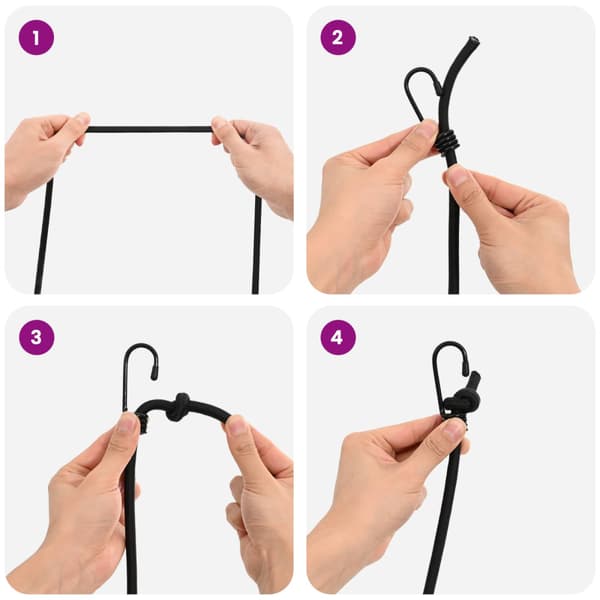 Bungee-rep med krokar 8 mm Svart PP och gummi