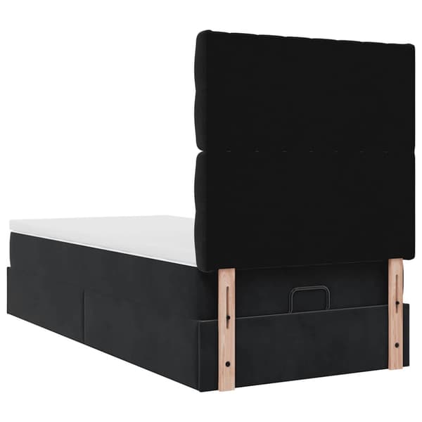 Ottoman sängram med madrasser svart 90x200 cm sammet