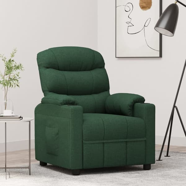 Reclinerfåtölj mörkgrön tyg
