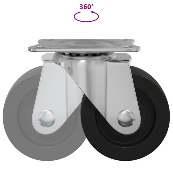 Svängbart hjul 2 pcs Silver 60 x 60 x 50 mm Järn och nylon