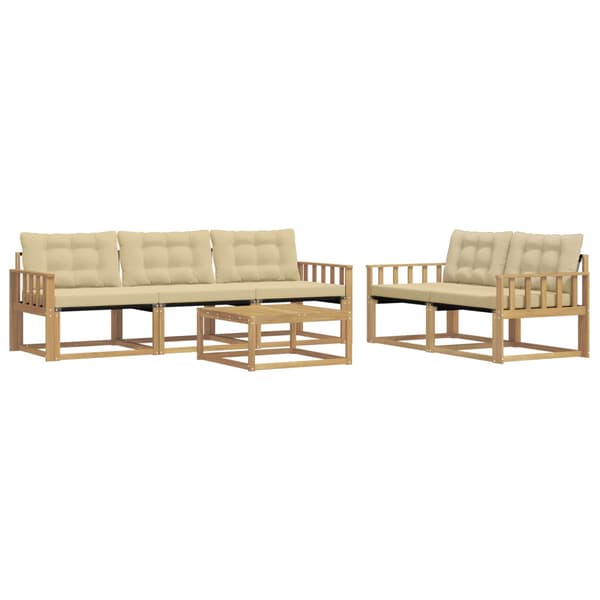 Utomhussoffset 6 pcs Vit och Beige 79 x 79 x 37 cm