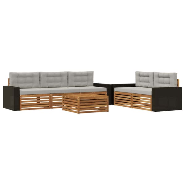 Utomhussoffset 6 pcs Naturlig och ljusgrå
