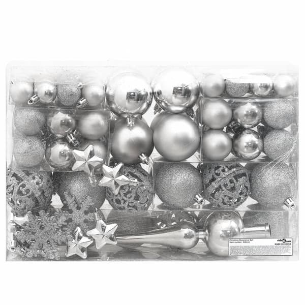 Julgranskulor 111 delar silver polystyren