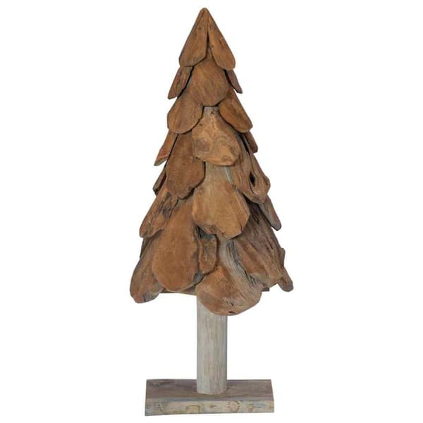 Julgran med stativ Brun 91 cm Massivt teakträ