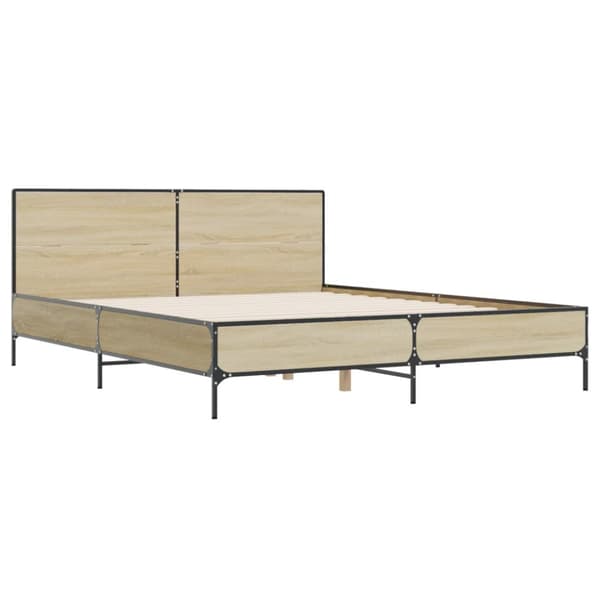 Sängram sonoma-ek 135x190 cm konstruerat trä och metall